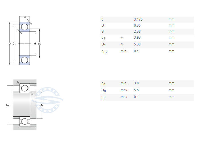 Nut-Kugellager Größe 3.175x6.35x2.799mm offenes RI418 R144 ZZ Mini Deep